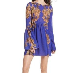 Free People Bell Swing‎ Dress Size Medium Purple & Gold